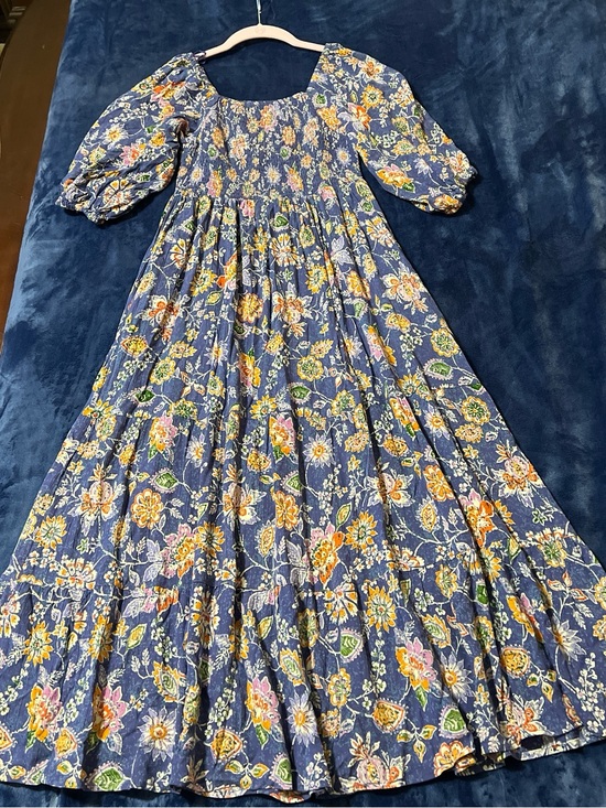 Angie Dresses & Skirts - Angie Smocked Milkmaid, Puff-Sleeve Boho Floral Maxi Dress; Sz Small Multicolor
